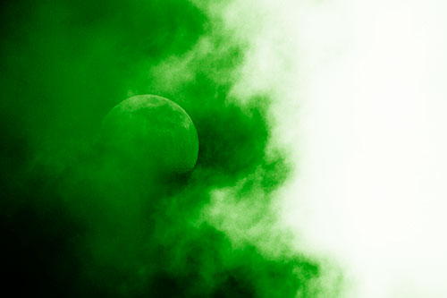 Smearing Mist Clouds Consume Moon (Green Shade Photo)