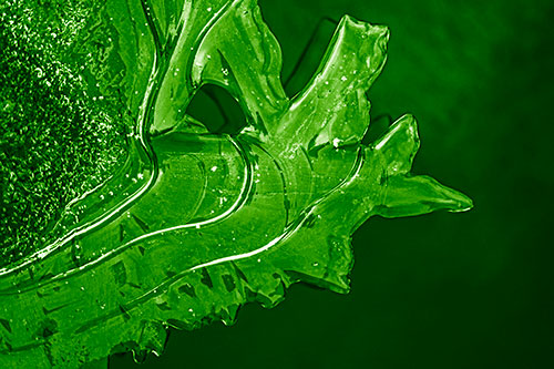 Smooth Ice Face Creature Hanging Above River Shoreline (Green Shade Photo)