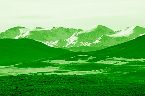 Snow Capped Mountains Behind Hills (Green Shade Photo)