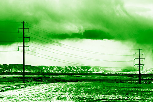 Snowstorm Brews Beyond Powerlines (Green Shade Photo)