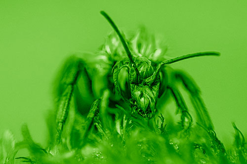 Soaking Wet Honey Bee Standing Atop Blanket Flower (Green Shade)