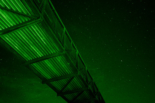 Stars Shining Above Walkway Bridge (Green Shade Photo)