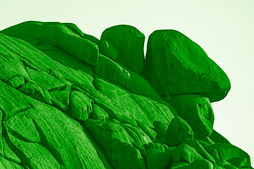 Sunlight Casting Shadows On Mountain Of Rocks (Green Shade)