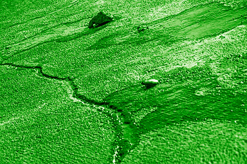 Three Ice Melting Puddles (Green Shade Photo)