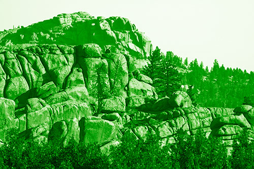 Two Towering Rock Formation Mountains (Green Shade Photo)