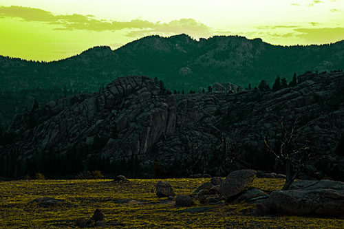 Arching Mountain Double Sunrise (Green Tint Photo)