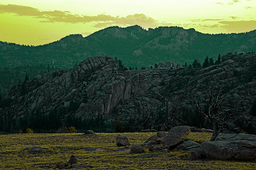 Arching Mountain Double Sunrise (Green Tint Photo)