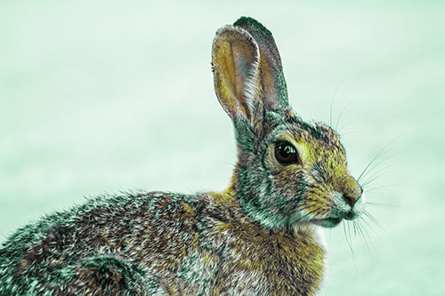 Bunny Rabbit Taking Gander Around Park (Green Tint)