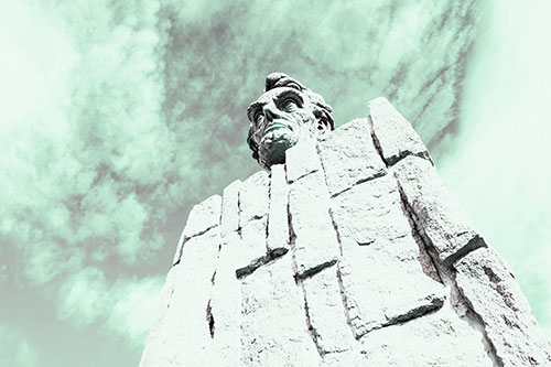 Cloud Mass Above Presidential Statue (Green Tint Photo)