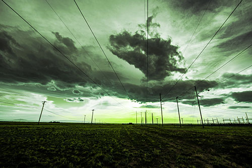 Creature Cloud Formation Above Powerlines (Green Tint)