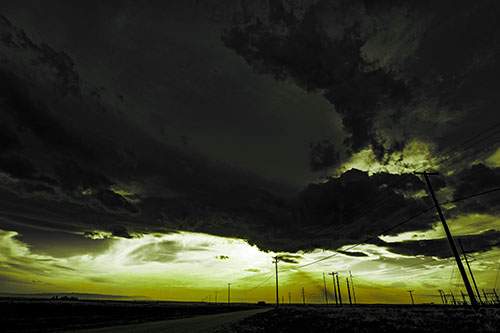 Dark Cloud Powerline Sunset (Green Tint Photo)