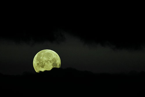 Easter Morning Moon Peeking Through Clouds (Green Tint)