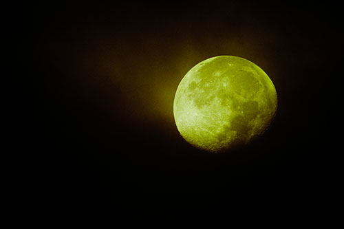 Fireball Moon Setting After Sunrise (Green Tint Photo)