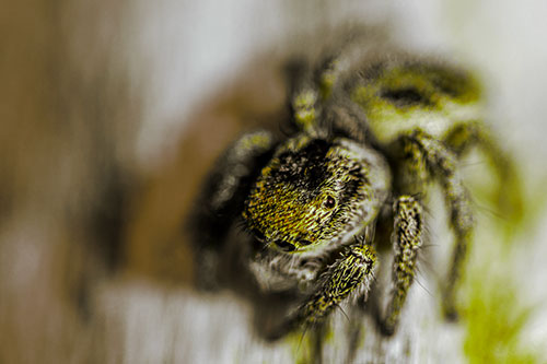 Jumping Spider Makes Eye Contact (Green Tint)