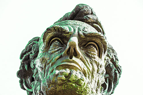 Looking Upwards At The Presidents Statue Head (Green Tint Photo)