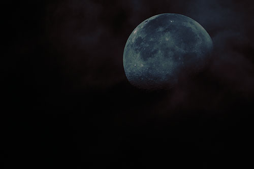 Moon Descending Among Faint Clouds (Green Tint Photo)