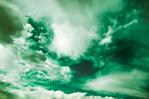 Ocean Sea Swirling Clouds (Green Tint Photo)