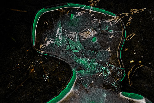 Shattering Ice Head Cracking Smile Along Shore (Green Tint)