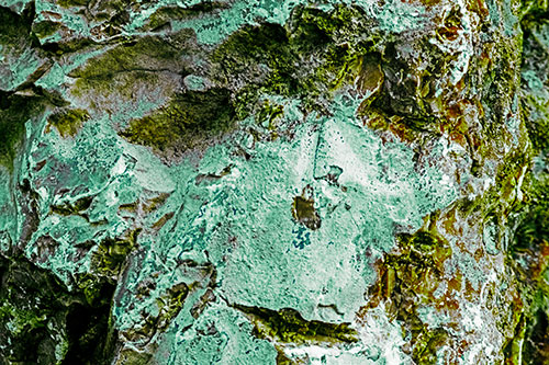 Shut Eyed Rock Face Decomposing (Green Tint Photo)