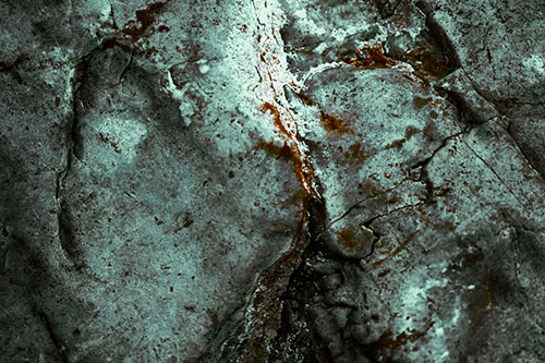Stained Blood Splatter Rock Surface (Green Tint Photo)