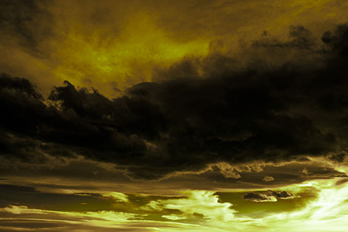 Sunset Producing Fire Orange Clouds (Green Tint)