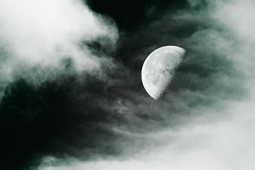 Upside Down Creature Cloud Moon Gazing (Green Tint Photo)