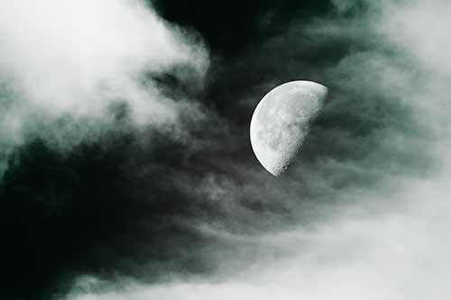 Upside Down Creature Cloud Moon Gazing (Green Tint)
