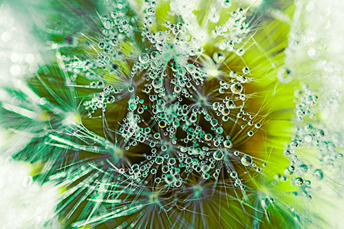 Water Dew Bubbles Among Dandelion Fluff (Green Tint)