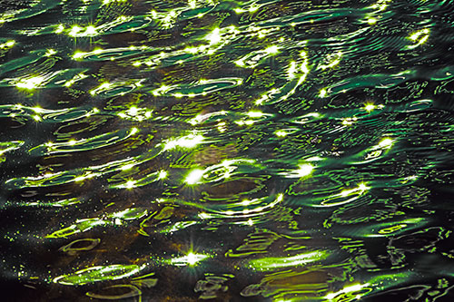 Water Ripples Sparkling Among Sunlight (Green Tint Photo)