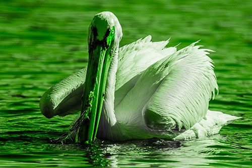 Algae Beaked Pelican Fishes For Salamanders (Green Tone)