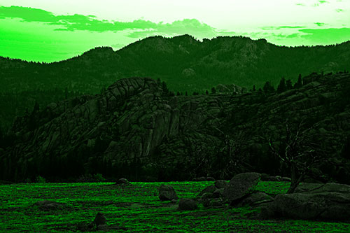Arching Mountain Double Sunrise (Green Tone Photo)