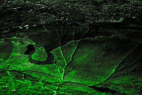 Bubble Cracking River Ice (Green Tone Photo)