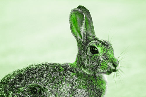 Bunny Rabbit Taking Gander Around Park (Green Tone)
