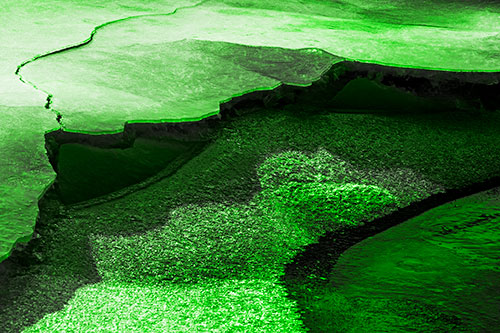 Cracked Ice Frozen Shoreline Melting (Green Tone)