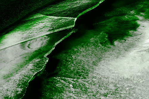 Cracking Blood Frozen Ice River (Green Tone Photo)