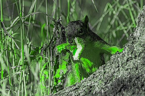 Curious Pizza Crust Squirrel (Green Tone)