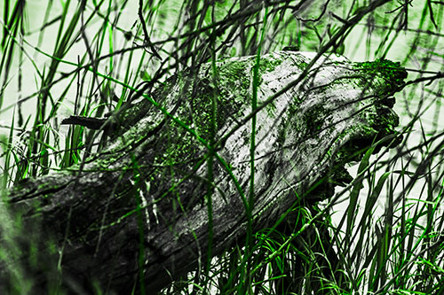 Decaying Serpent Tree Log Creature (Green Tone Photo)