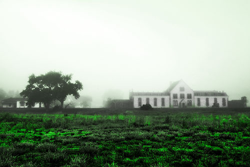 Departing Fog Reveals State Penitentiary (Green Tone Photo)