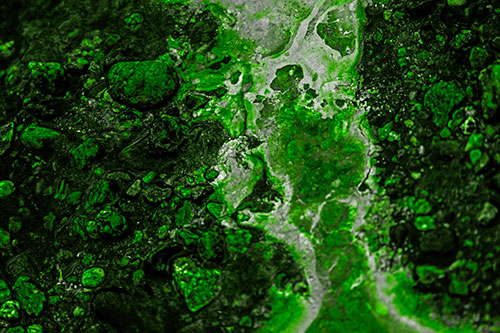 Distorted Oil Face Smearing Among Rocky Shore (Green Tone)