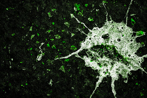 Distressed Bird Excrement Face Splattered Among Pavement (Green Tone)