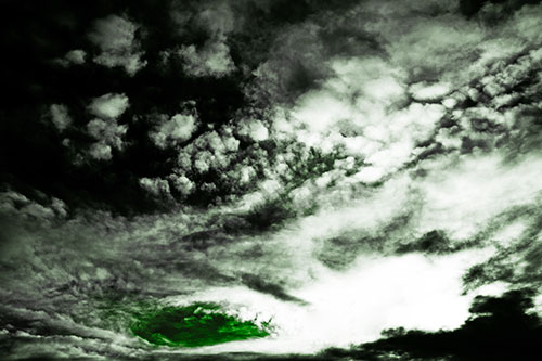 Evil Eyed Cloud Invades Bright White Light (Green Tone Photo)