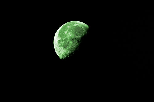 Half Blue Moon During Morning Orbit (Green Tone Photo)