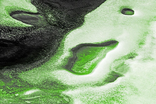 Joyful Ice Face Frozen Atop River (Green Tone)