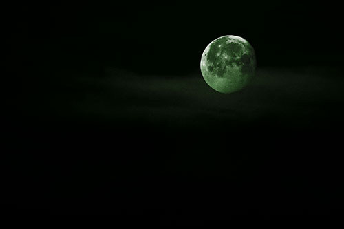 Moon Sets Behind Faint Clouds (Green Tone Photo)