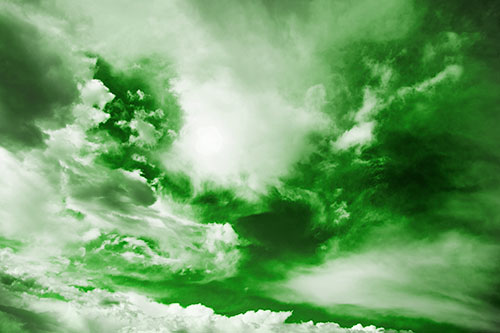 Ocean Sea Swirling Clouds (Green Tone Photo)