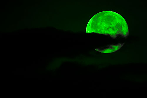 Pac Man Moon Swallows Clouds (Green Tone Photo)