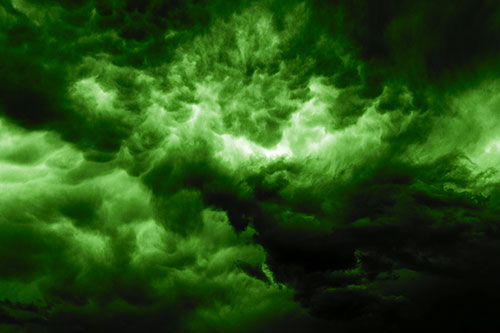 Raging Thunderstorm Clouds Brewing Among Sky (Green Tone)
