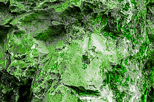 Shut Eyed Rock Face Decomposing (Green Tone Photo)