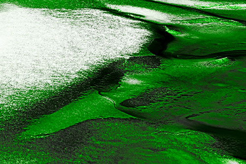 Sloping Ice Melting Atop River Water (Green Tone)