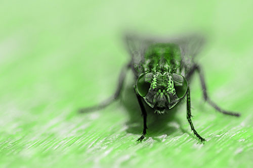 Smirking Open Mouthed Cluster Fly Watching Closely (Green Tone)